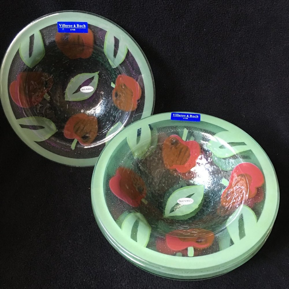 New w/Tags 4 Villeroy & Boch Glass w/Apples - Picture 2 of 4